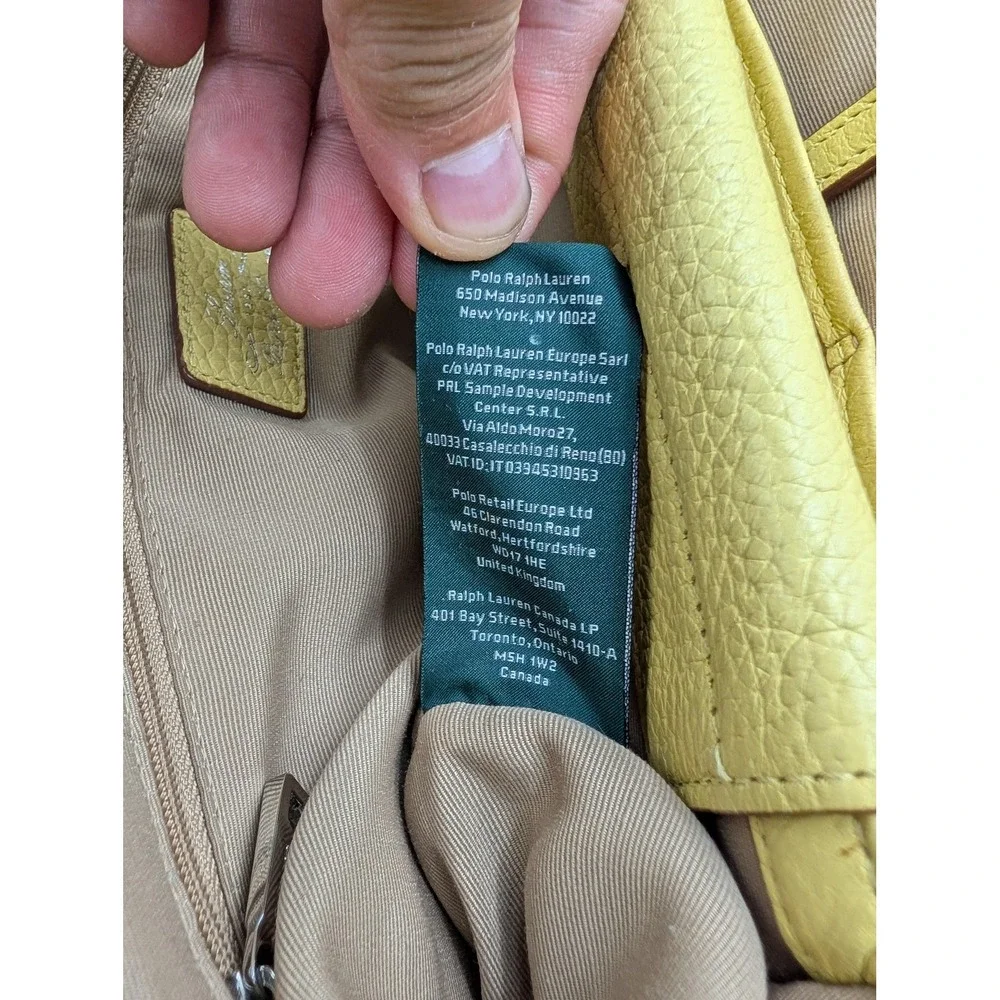Lauren Ralph Lauren Satchel Bag Womens Medium Yellow Leather Shoulder Purse